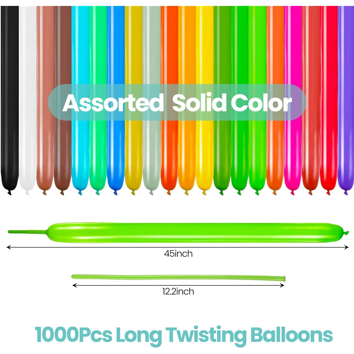 Lenwen 1000pcs Long Balloons Bulk 260 Balloons Latex Twist Balloons for Birthday Wedding Festival Clown Party Supplies (Multicolor)
