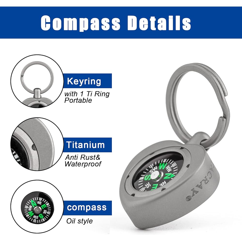 TIMULTI Titanium Compass Compass Lightweight Waterproof Outdoor Compass Guide Portable Goods Gift