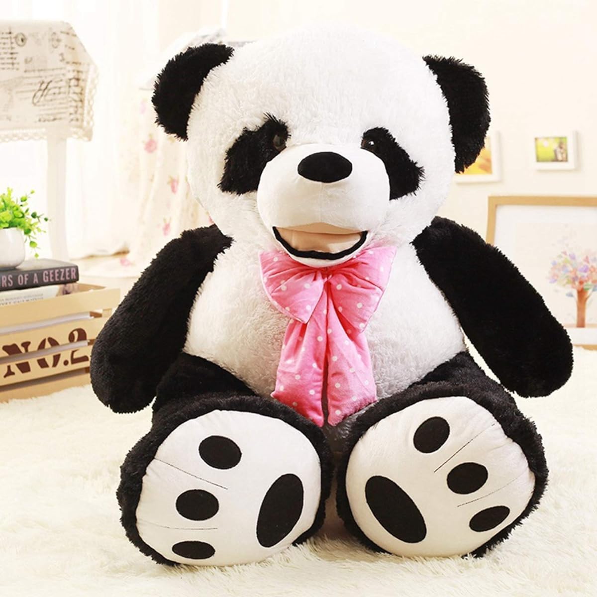 M. ASSOLATO Plush Toy Panda Color Large Cute Relaxing Soft Body Pillow Cute Squishy Shark Plush Toy Cushion Stylish 001 Kindergarten Entrance Gift Wedding Graduation Party Valentine's Day Gift 160cm Washable