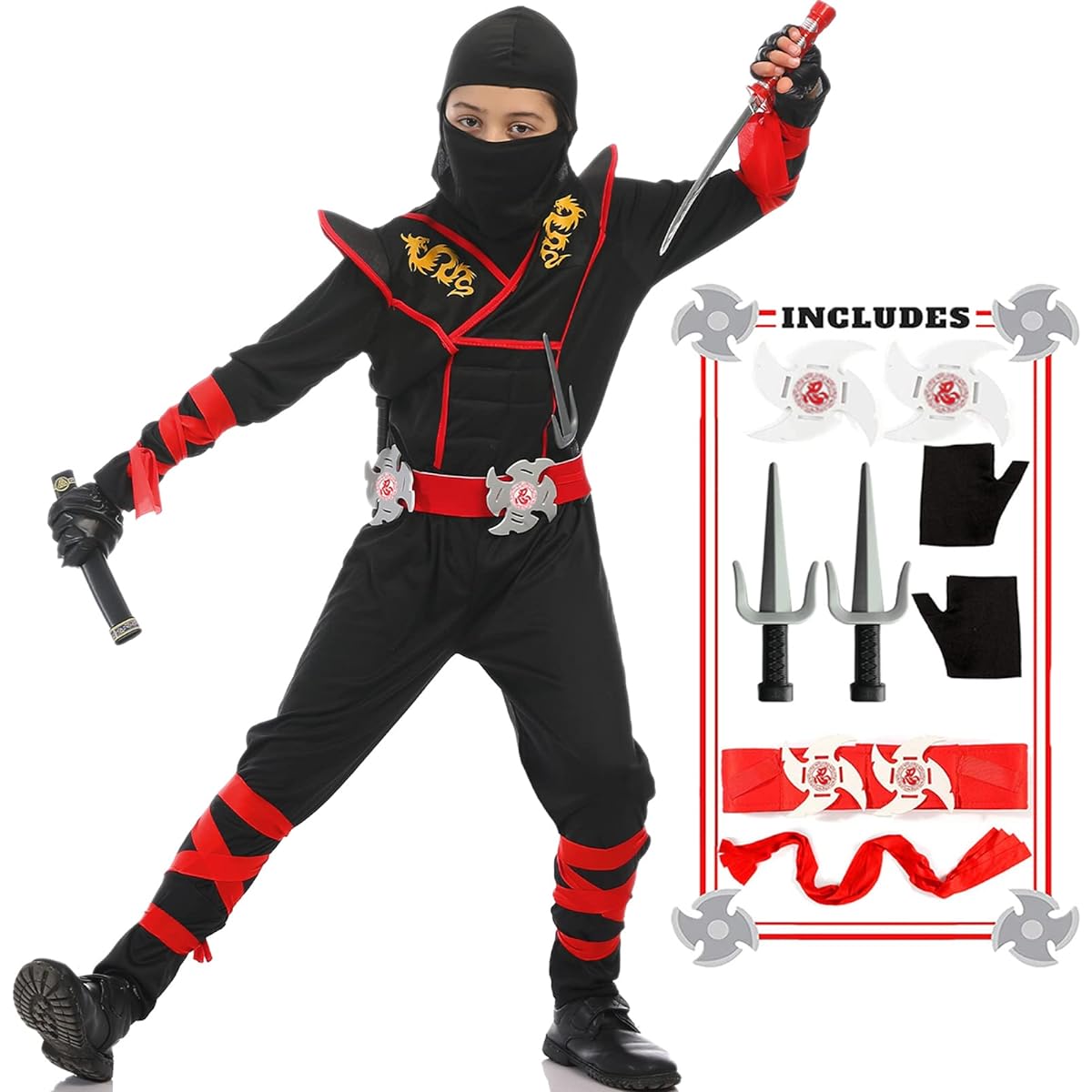 Ninja Costume for Boys Halloween Luxury Costume Dragon Ninja Muscle Costume