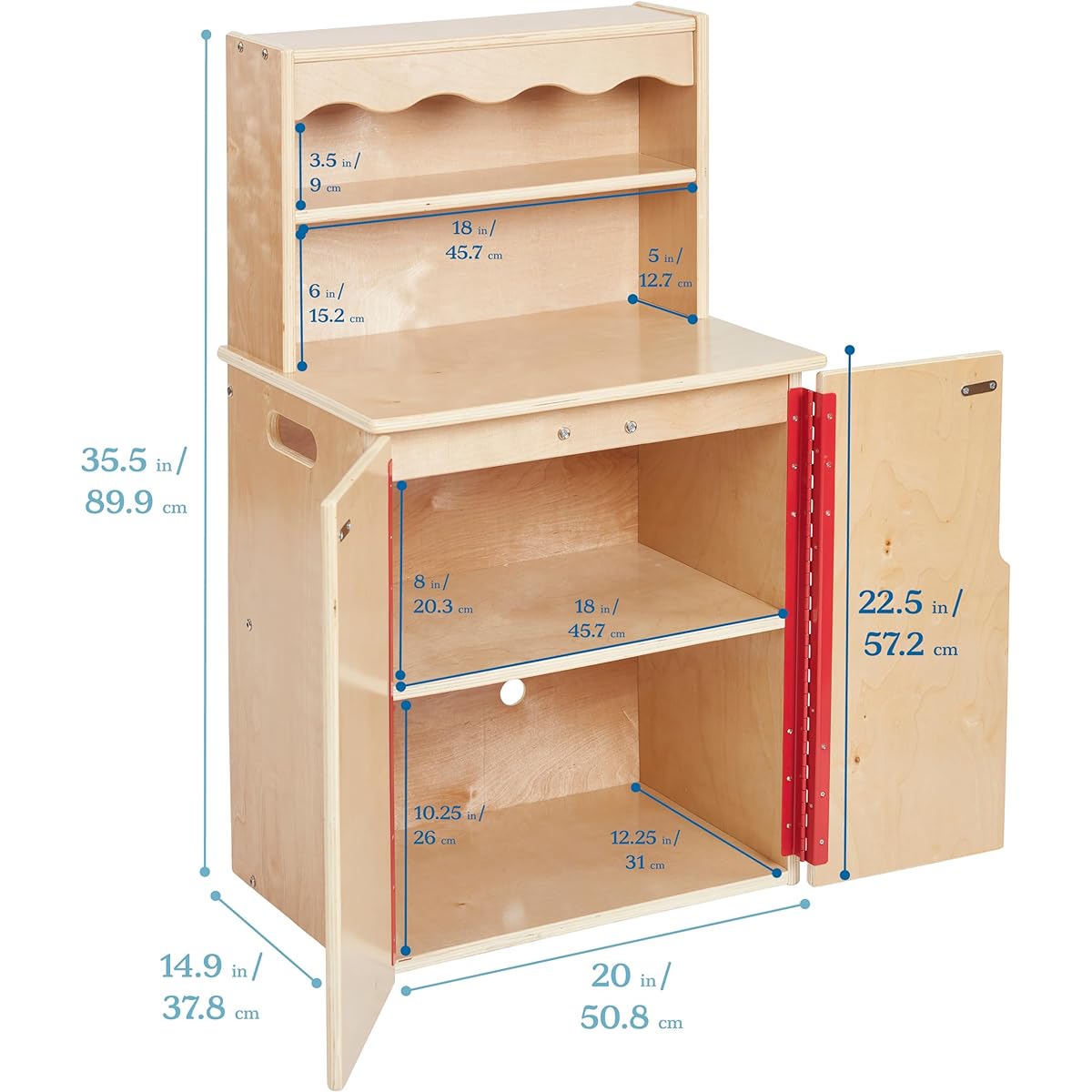 ECR4Kids Play Kitchen Storage Cupboard Wooden Playset, Natural