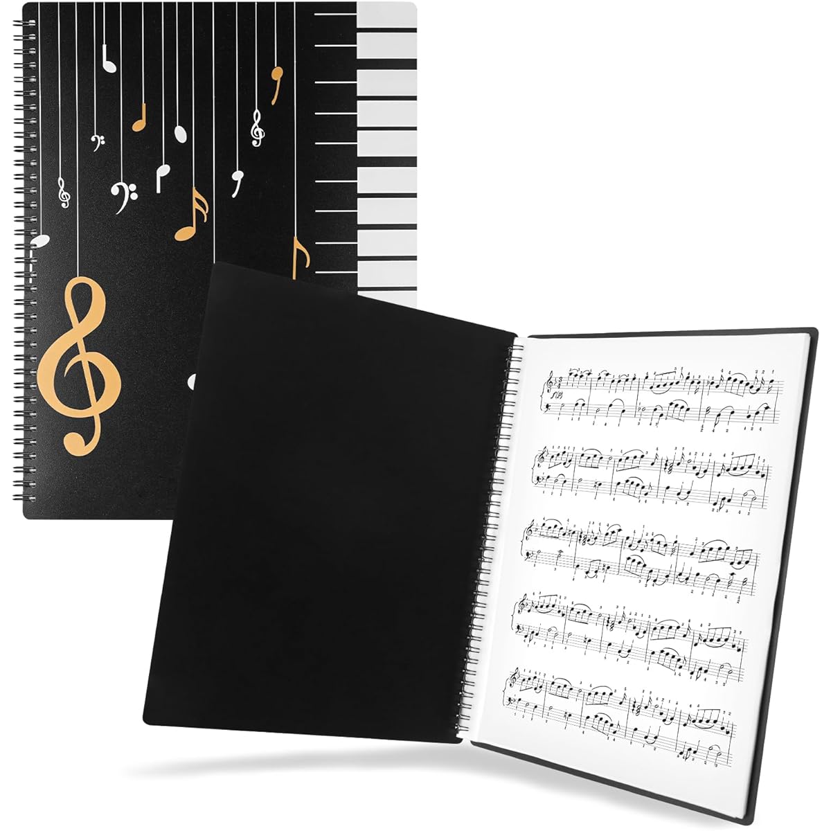 JIANTA Sheet Music Folder A4 120 Pages Spiral Binder Music File Folder 8.5x11 Inch Paper Document Storage Holder Bag Blank Plastic Concert Choir Folder