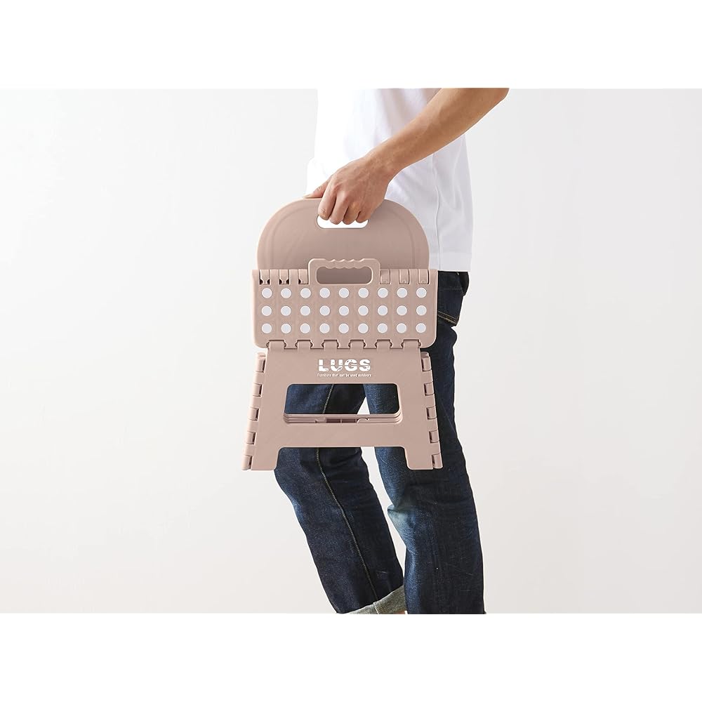 ILC LUGS Compact chair with backrest for outdoor/picnic/flower viewing/BBQ/children pink W32 x D25 x H42.5cm (when used) W32 x D6.5 x H42.5cm (when folded)