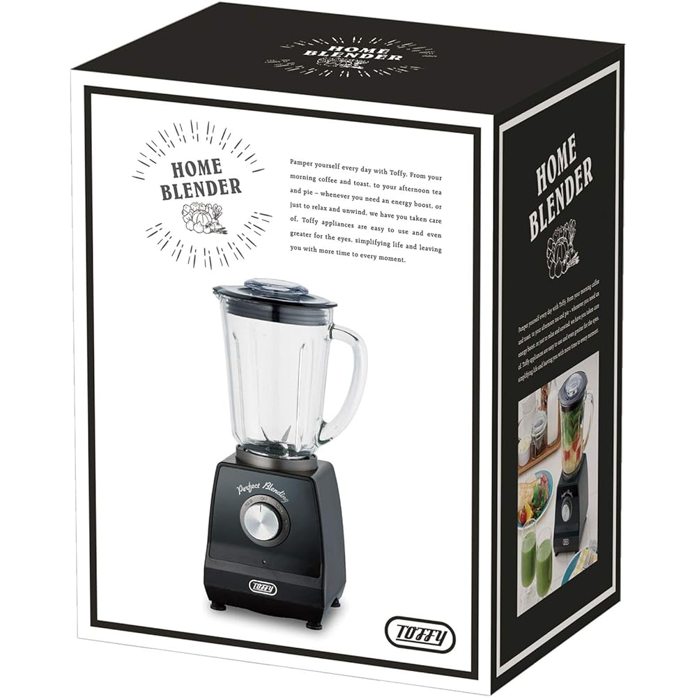 [Toffy] Home Blender K-BD1 (Rich Black) Retro Blender Mixer Juicer 600ml 2-speed Rotation Speed Pulse Function Compatible with Ice, Frozen Fruit, Single Living, Two Living, Stylish, Cute K-BD1-RB