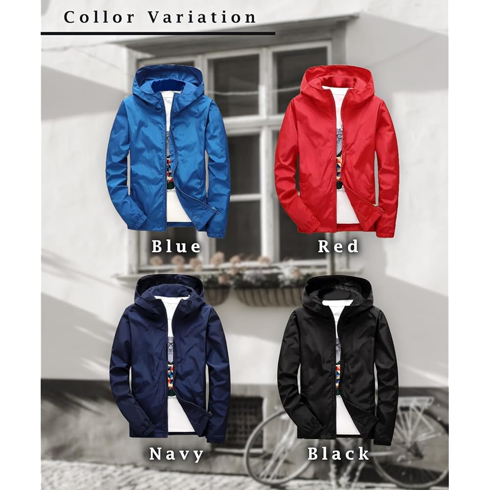 [J.STORE] Full Zip Windbreaker Hooded Outdoor Lightweight Sports Wear Men's
