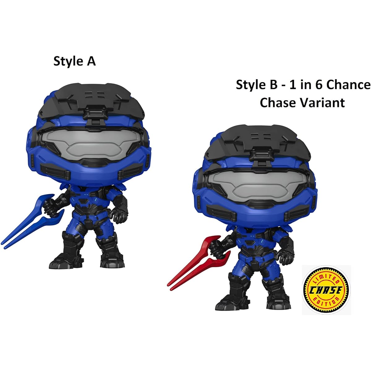 Funko Pop! Game: Halo Infinite Collector's Set - 3 Figures: Grant Conscript Plasmo Pistol, Spartan Mark V [B] Blue Sword (Possible Red Sword Chase Variant), 6-Inch Super Pop! Esharam Gravity Ax