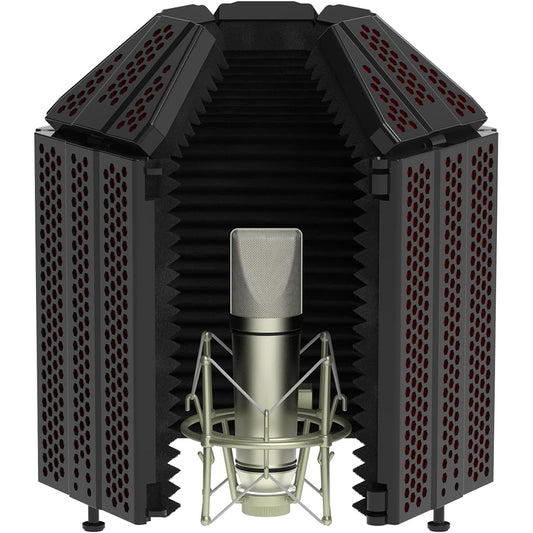 XTUGA Recording Microphone Isolation Shield with Pop Filter, High Density Absorbing Foam for Filtering Vocals, Top Sealed Foldable Soundproof Cover for Blue Yeti/Condenser Microphone Recording Equipment