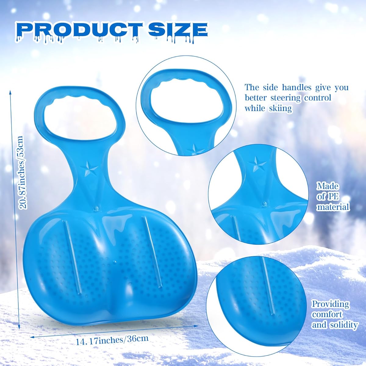 Poen 20pcs Snow Sled Boards for Kids Outdoor Winter Plastic Ski Boards Outdoor Ski Sports Toys Sand Table Toys Plastic Snow Sleds with Handle Downhill Snow Saucer for Kids Outdoor