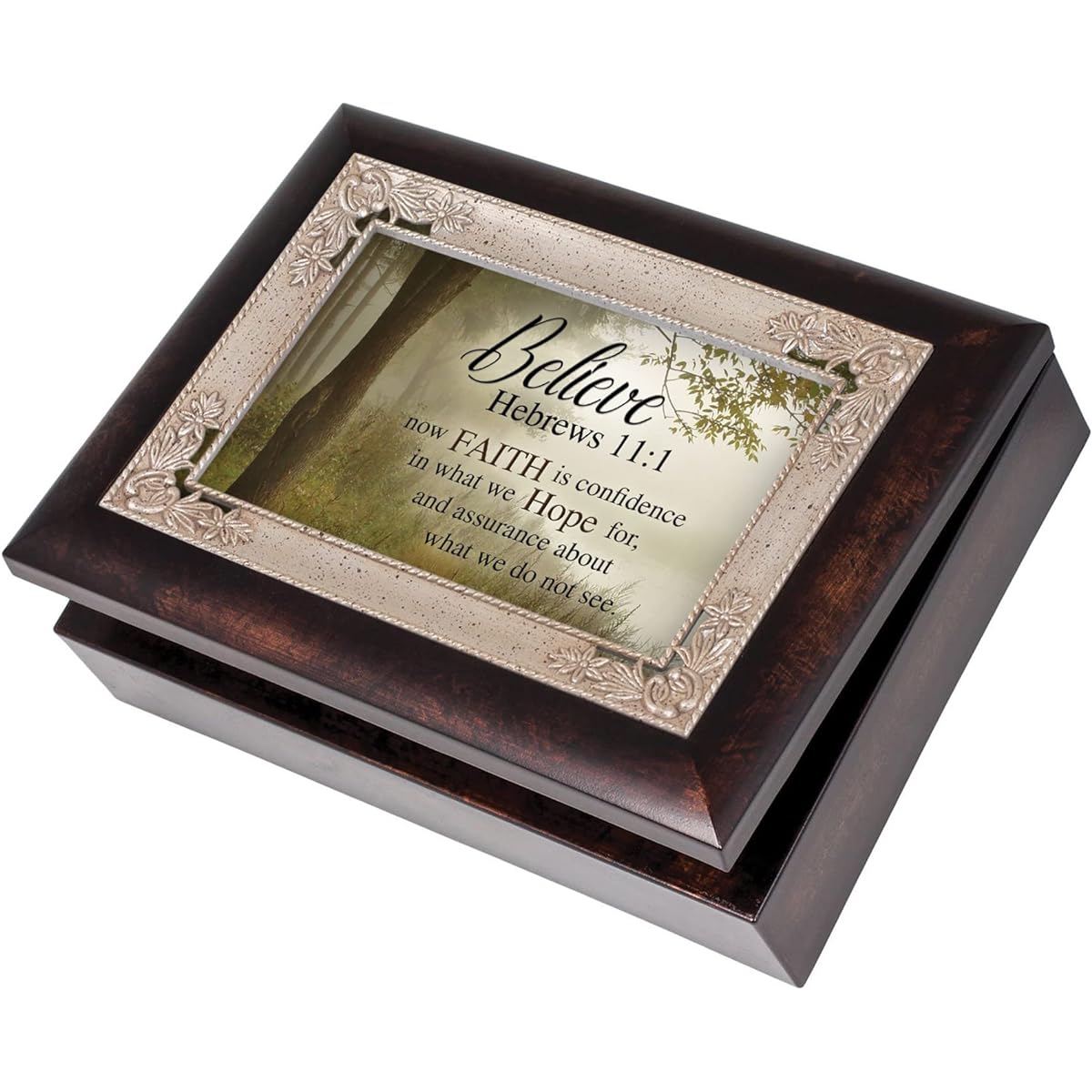 Cottage Garden Believe Faith is Hope Hebrews 11:1 Italian Design Jewelry Music Box Amazing Grace
