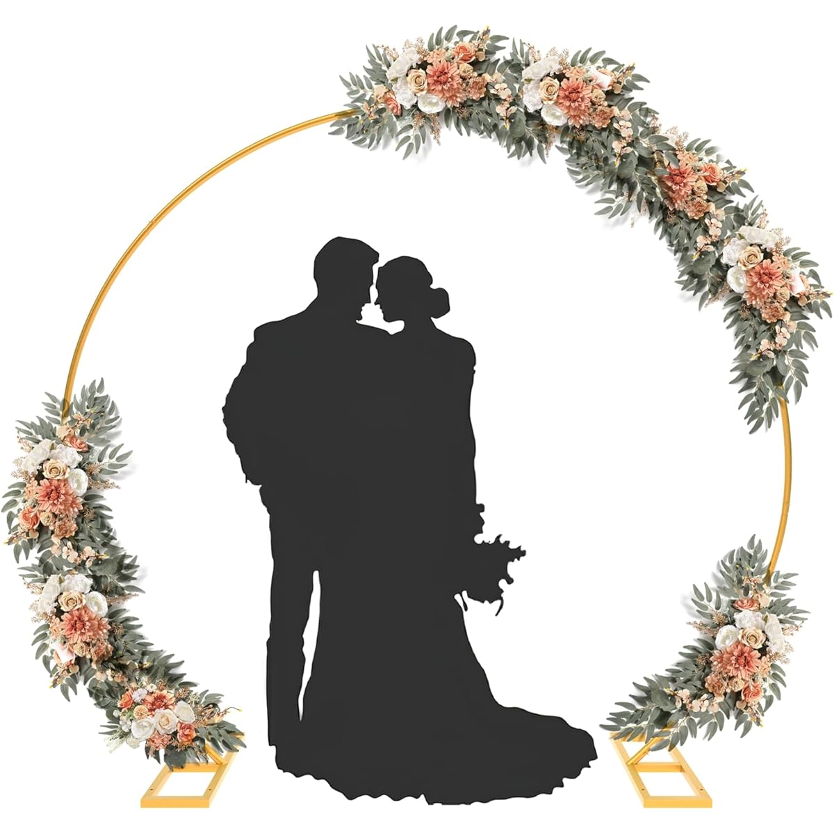 EMART Wedding Arch, Circle Arch, Balloon Arch Stand, Garden Arch, Width 240 x Height 200cm, Wedding Arch Background Stand, Made of Iron, Easy to Assemble, Great for Weddings, Commemorative Photos, Birthdays, DIY Decorations, etc. (Gold) 2024