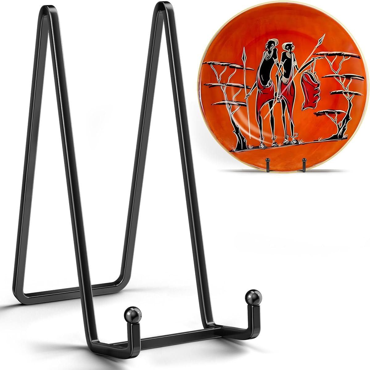 IPAME 10" Large Plate Stand for Display - Metal Square Wire Plate Holder Display Stand + Picture Stand for Books, Plaques, Photo Easel (2 Pack)