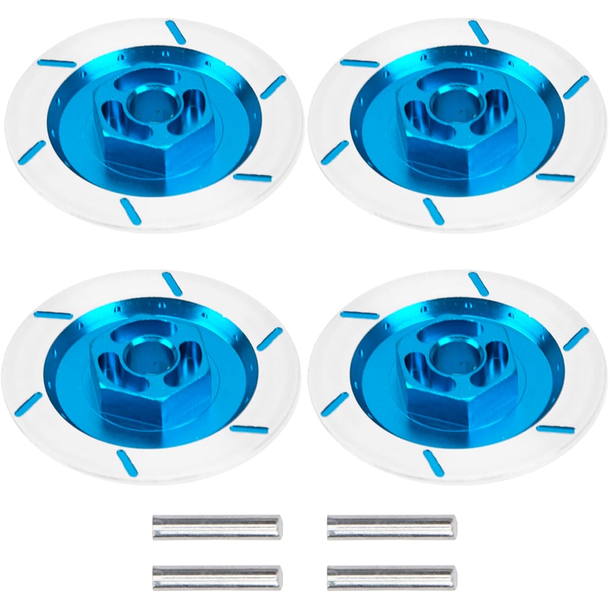 Vgoohobby 4 Pack Aluminum Alloy RC 12mm Hexagon Hub Wheel Rim Brake Disc Compatible with HSP HPI Traxxas Tamiya 1/10 On-Road Racing Model Car (Blue)