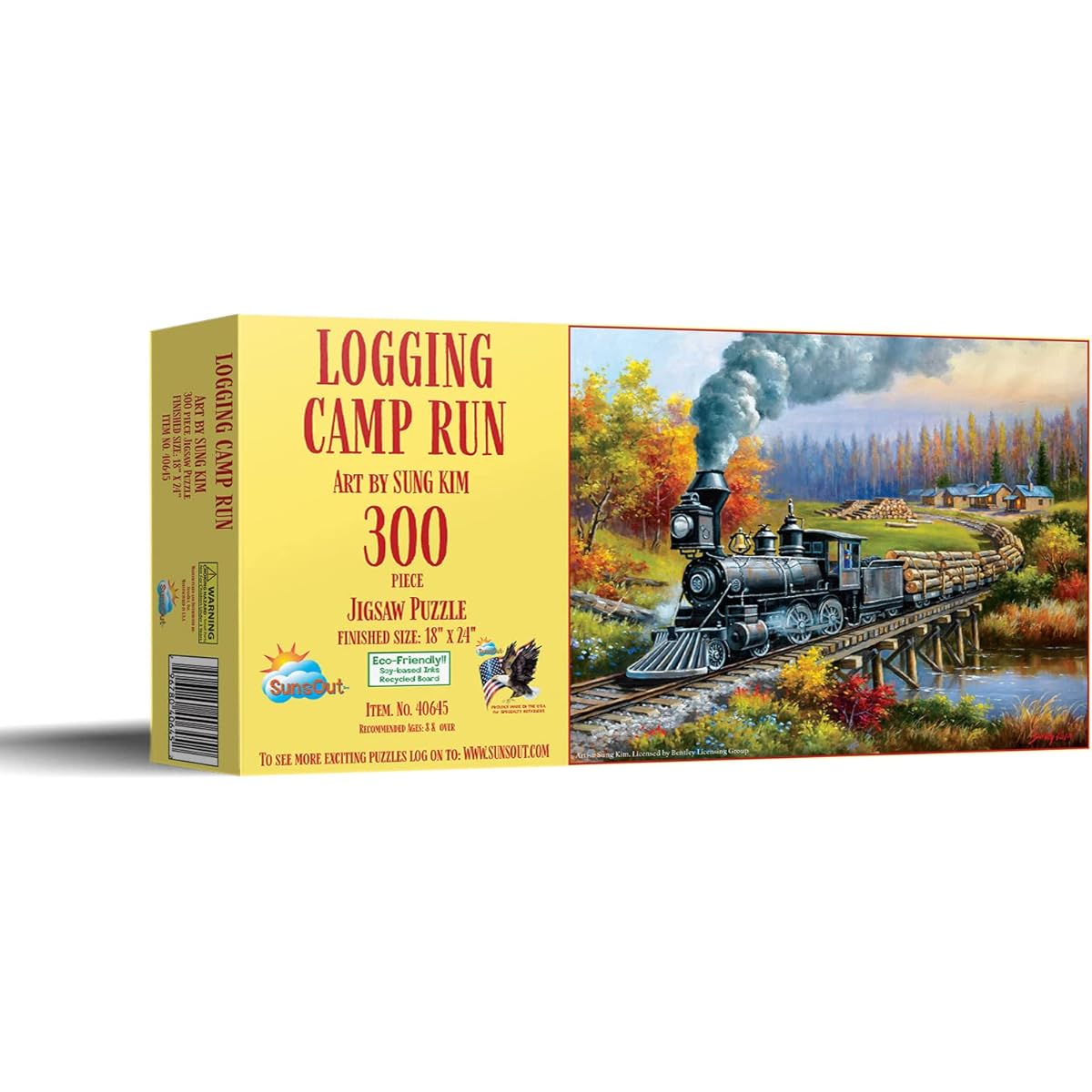 SUNSOUT INC - Logging Camp Run - 300 Piece Jigsaw Puzzle Artist: Sung Kim - Finished Size 18" x 24" - MPN# 40645