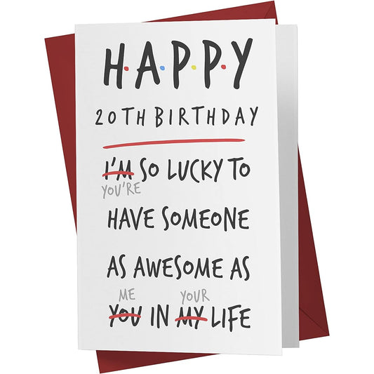 20th Birthday Card - You Are Lucky 20th Anniversary Cards for Dad Mom Brother Sister Mom Dad Friend - 20th Birthday Card - 20th Birthday Card - Envelope Included