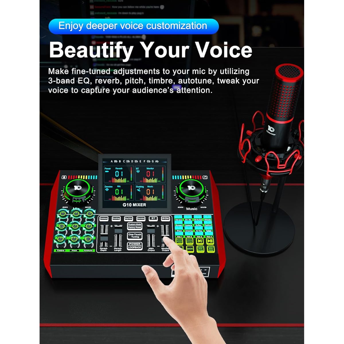 tenlamp live sound card for podcast live streaming sing with phantom power