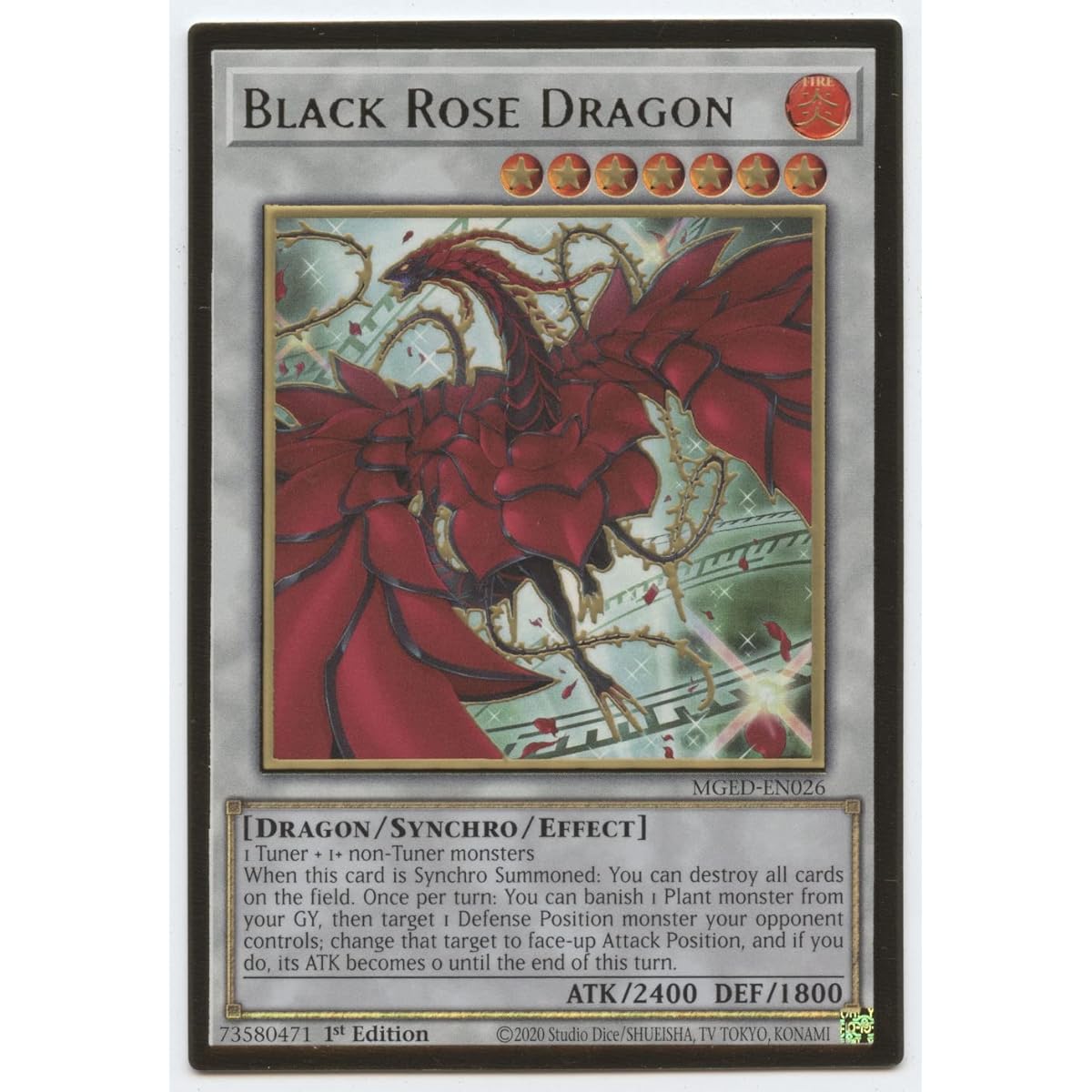 Black Rose Dragon (Alternate Art) MGED-EN026 Premium Gold Rare 1st Edition