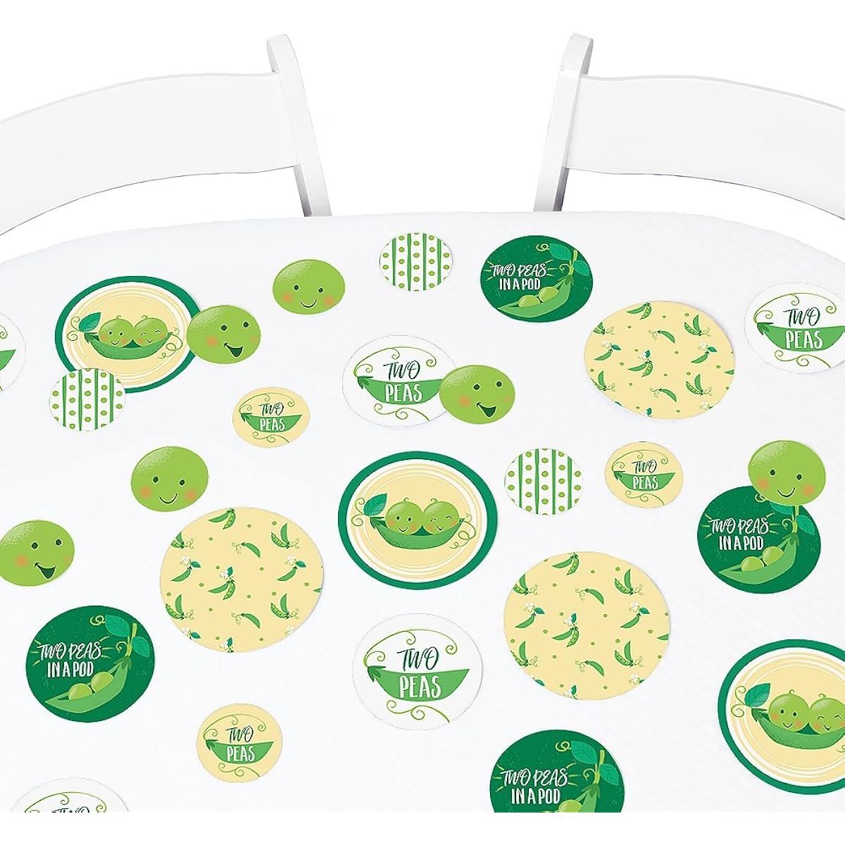 Big Dot of Happiness Double the Fun - Twins Two Peas in a Pod - Baby Shower Giant Circle Confetti - 1st Birthday Party Decorations - 27 Large Confetti