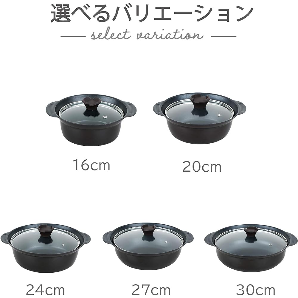 Takeda Corporation [For 3 to 4 people, treated with fluorine resin, comes with a glass lid that can hold chopsticks and a ladle] Black, 24 x 24 x 9.5 cm, IH compatible, lightweight, non-boiling tabletop pot, 24 cm, IHKFT-24