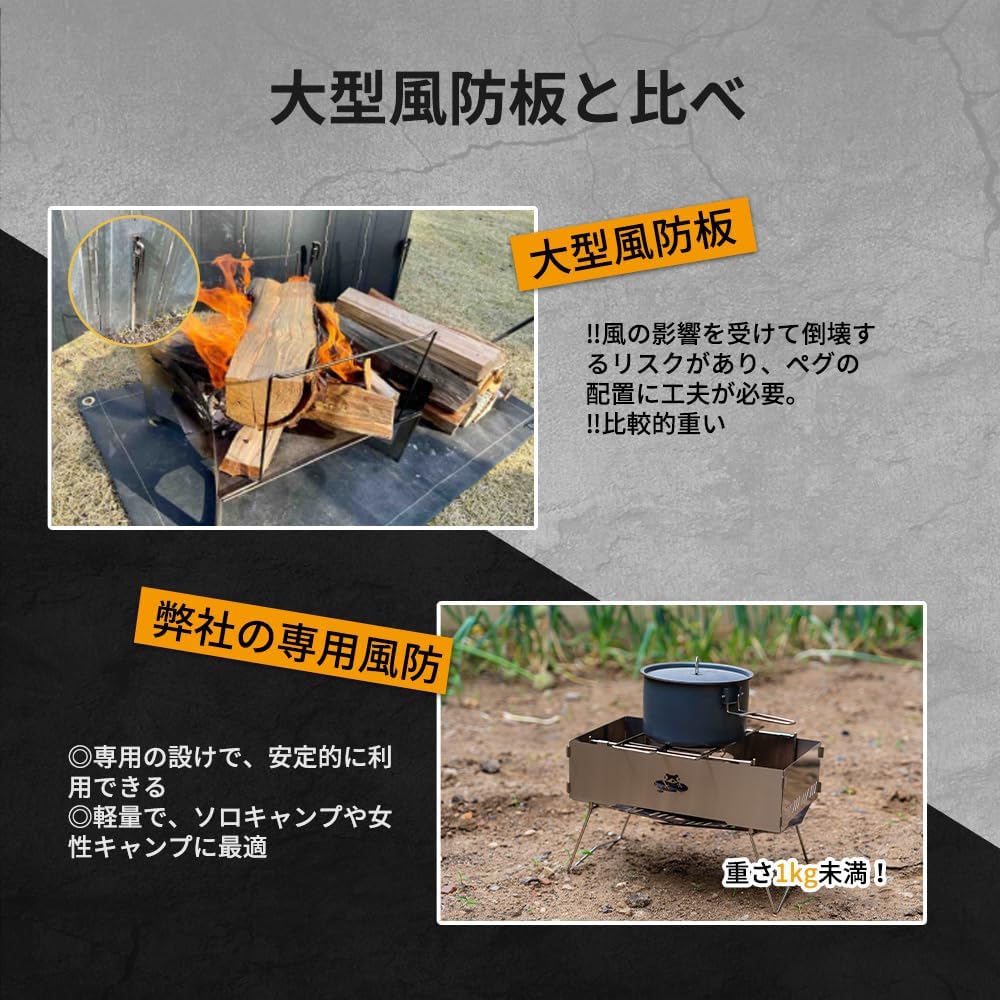 Windshield for Tokyo Camp Bonfire Stand Windscreen Windshield Windshield Compact Easy to set up and take down Storage bag included Stainless steel