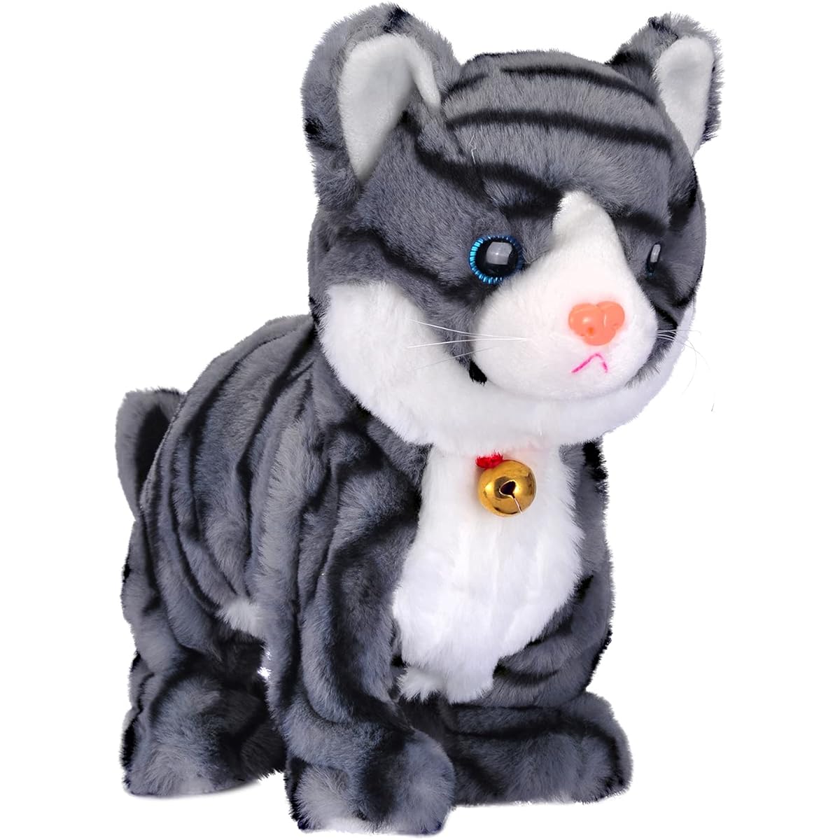 Volunna 12" Electronic Interactive Plush Cat Toy, Robot Cat Toy, Touch Control Meow Kitten Stuffed Animal Cat Toy Walking Barking Wagging Tail for Boys Girls Kids Babies Christmas Birthday