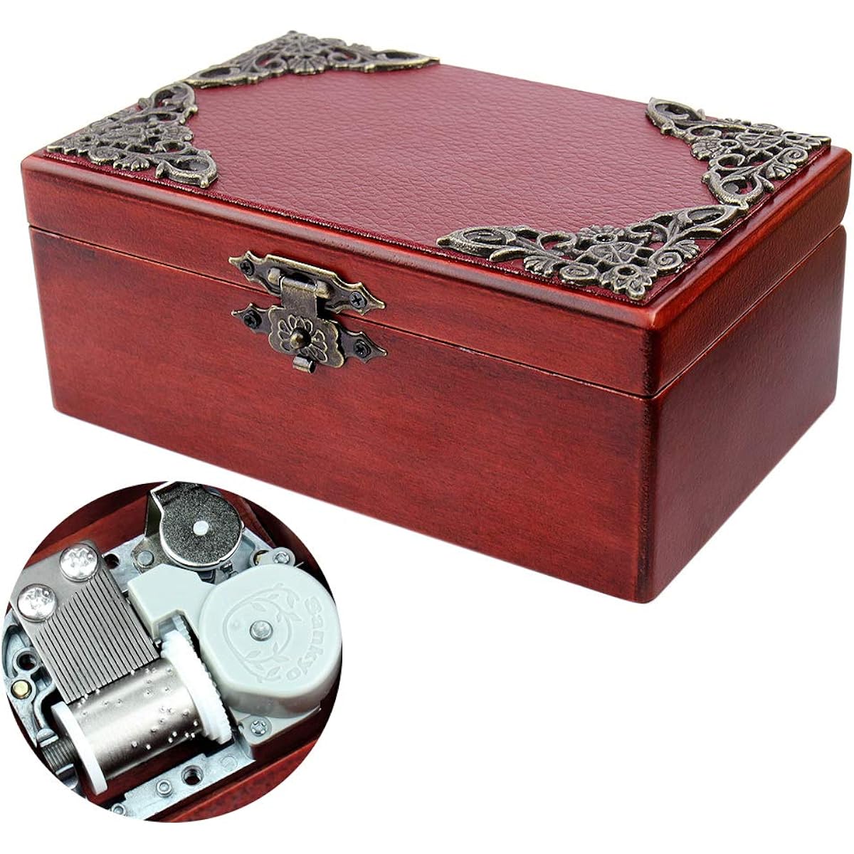 ROSIKING Wooden Music Box with Mirror Mechanism, Carved Jewelry Music Box Christmas Birthday Valentine's Day Gift, Heart of the Kingdom