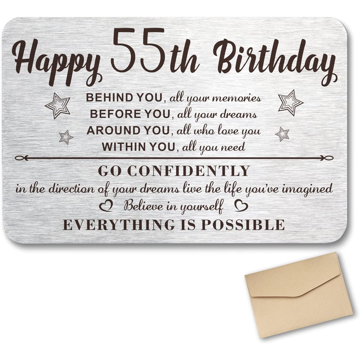 Qordyum 55th Birthday Card Gifts for Her, Happy 55th for Women and Men, Gift Ideas, Engraved Wallet Card, Birthday Gifts for 55 Years Old, Aunt, Mother, Sister