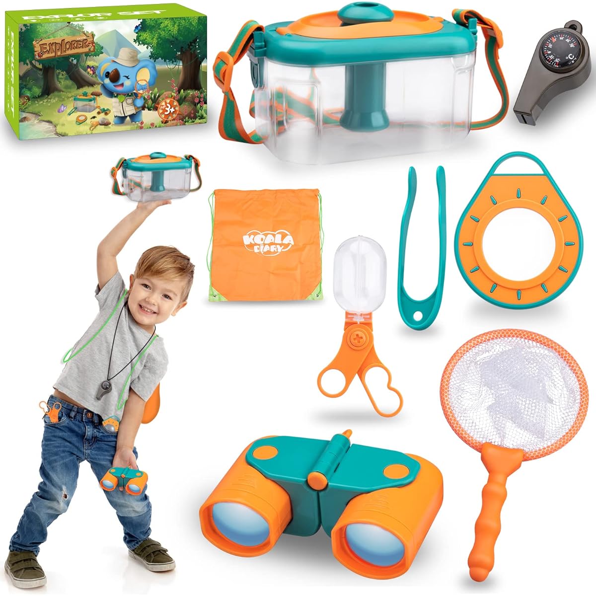 Achiyway Bug Catcher Kit, Kids Explorer Kit, Magnifying Glass, Butterfly Net, Critter Keeper, Binoculars, Outdoor Adventure Kit for Boys and Girls Ages 3-12