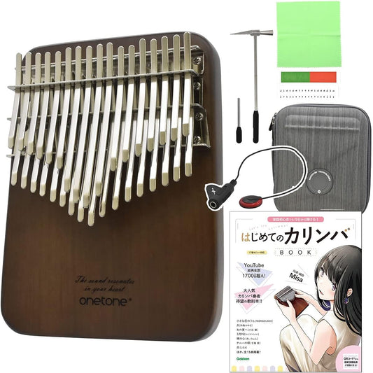 onetone OTKLS-34/WN Instruction book set with kalimba music collection, beginner set, 34 keys including black key chromatic scale, 2-step key, one tone
