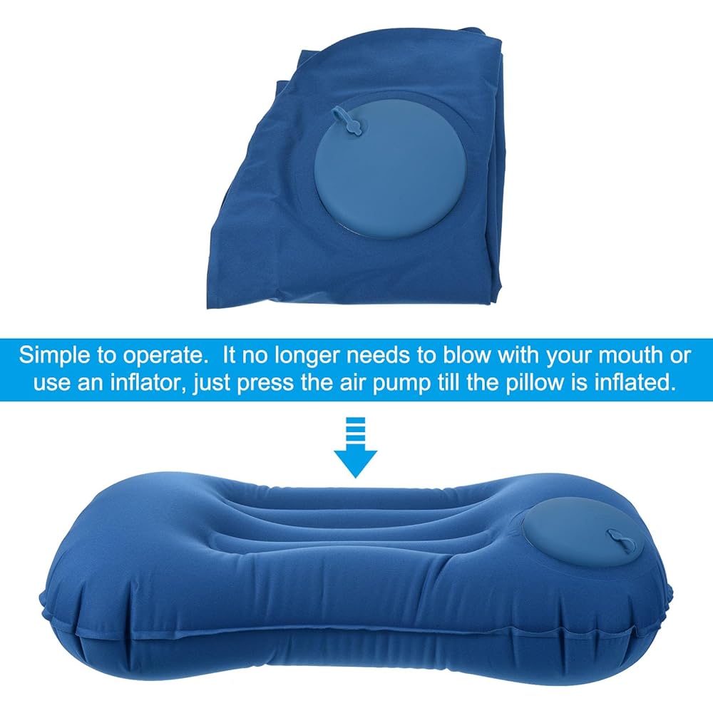 PATIKIL Camping Pillow 2 Pack Portable Camping Beach Pillow Ultralight Inflatable Travel Airplane Pillow Lumbar Support for Hiking Backpacking Blue Black