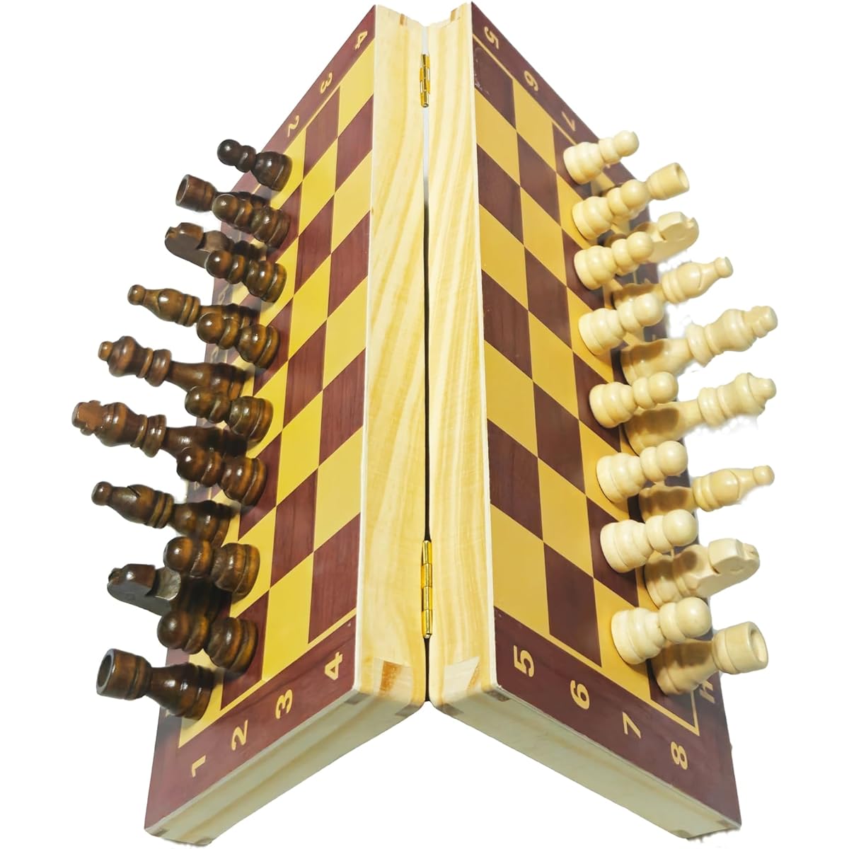 Multipurpose 11.8" Magnetic Wooden Folding Chess Set Game Board Decor Chess Board for Adults/Kids/Beginners