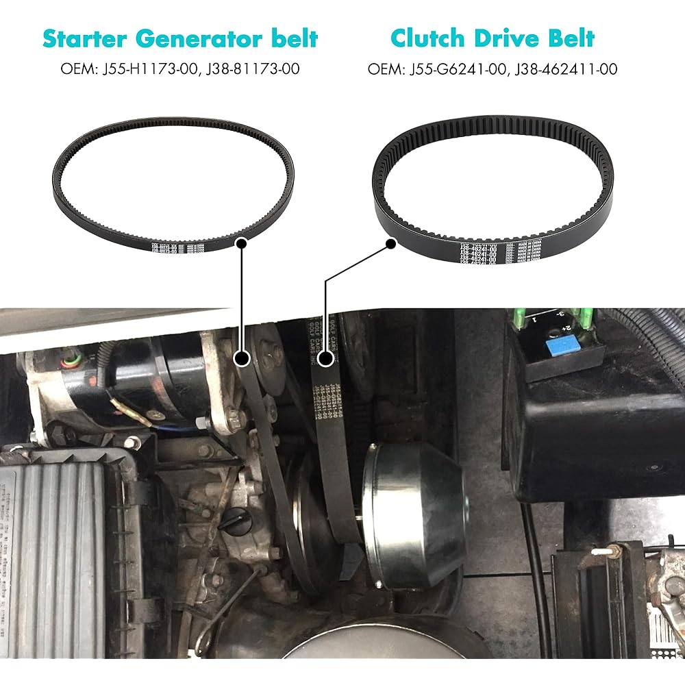 10L0L Golf Cart Drive Belt Sarter Generator Belt for Yamaha G2-G29 Drive Gas 4 Cycle Model J55-G6241-00, J38-81173-00