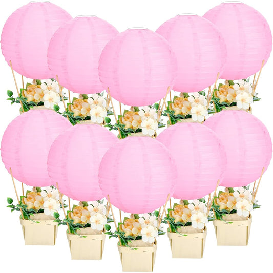 12 Sets Baby Shower Hot Air Balloon Table Centerpieces DIY Hot Air Balloon Party Decorations Gender Reveal First Birthday Centerpieces for Baby Shower Pink Classic Style