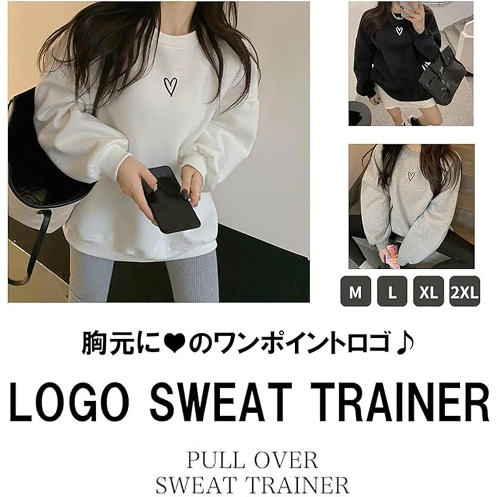 [SLOW & MELLOW] Heart Logo Sweatshirt Women's Sweatshirt Korean Fashion Casual Pullover One Point Logo Simple Street Loose Tops 3 Colors