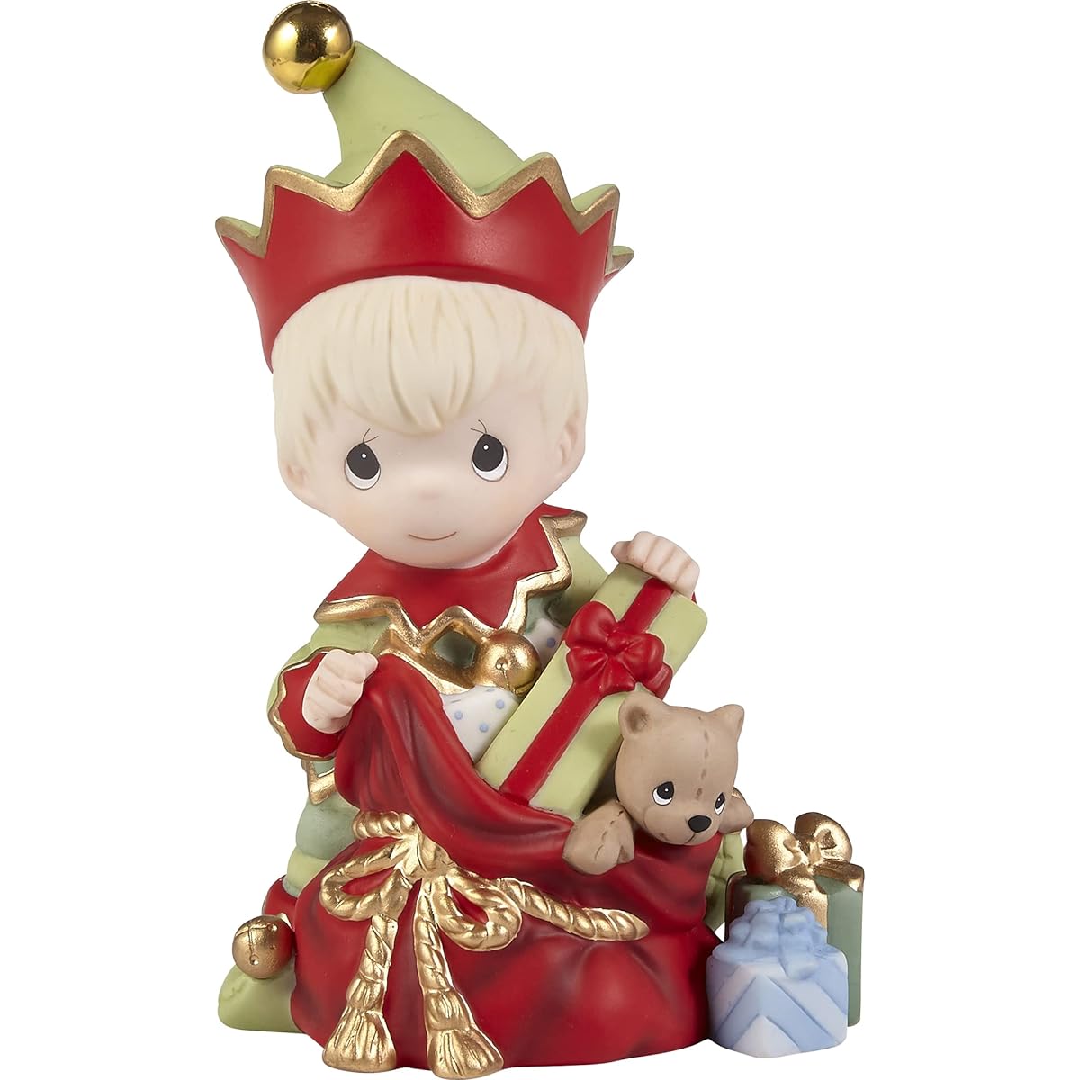 Precious Moments 221013 Fill your holidays with a special surprise Annual Elf Bisque Porcelain Figure