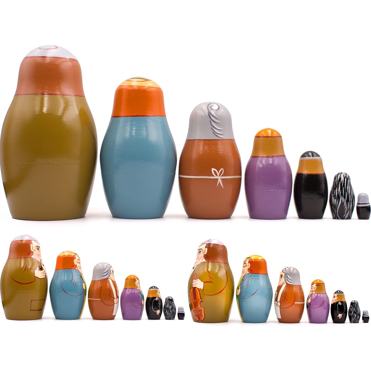 Matryoshka Russian Nesting Doll The Tales of Mobiese The Tales of Sherlock Holmes 7 Piece Wooden Figures