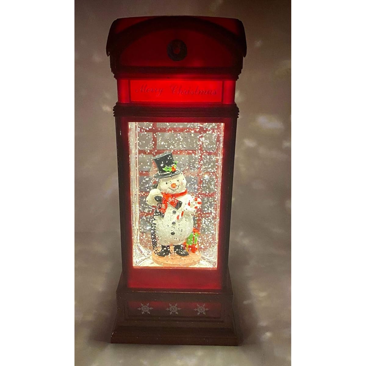 San Francisco Music Box Music Box Lighted Snowman Phone Booth