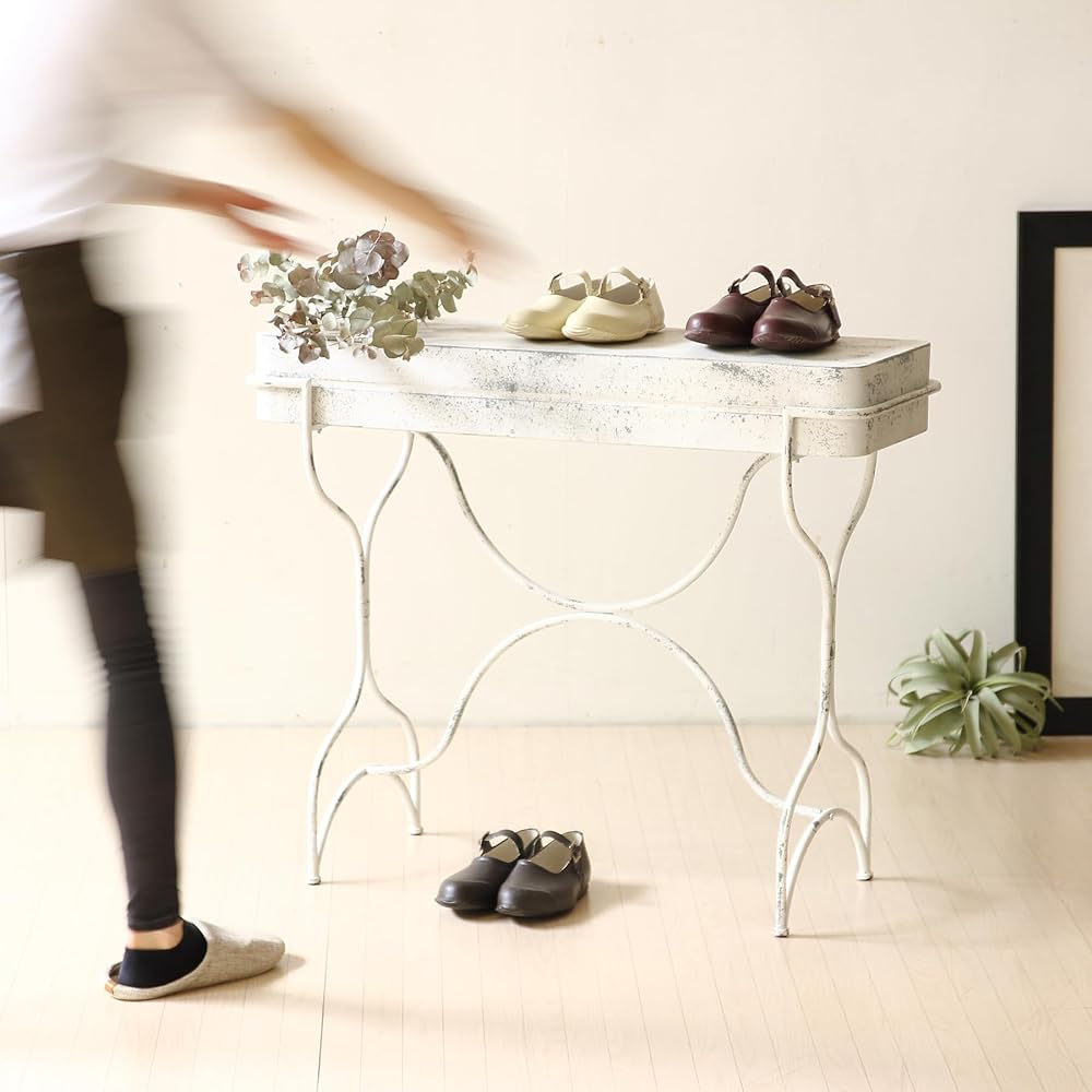 SPICE OF LIFE Garden Table Shabby White Width 92cm Depth 35cm Height 76.5cm Iron Assembly Type YHGT5040