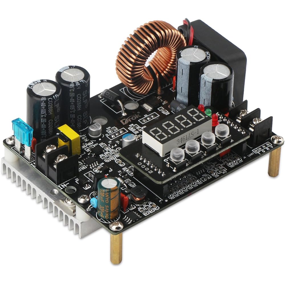 DROK Step-Down Transformer DC-DC Step-Down Converter 10-65V~0-60V 12A 720W Maximum Input 15A Input Fused Digital Control Voltage Regulator Voltage Current Capacity Time Meter Power Supply Module Constant Voltage/Current
