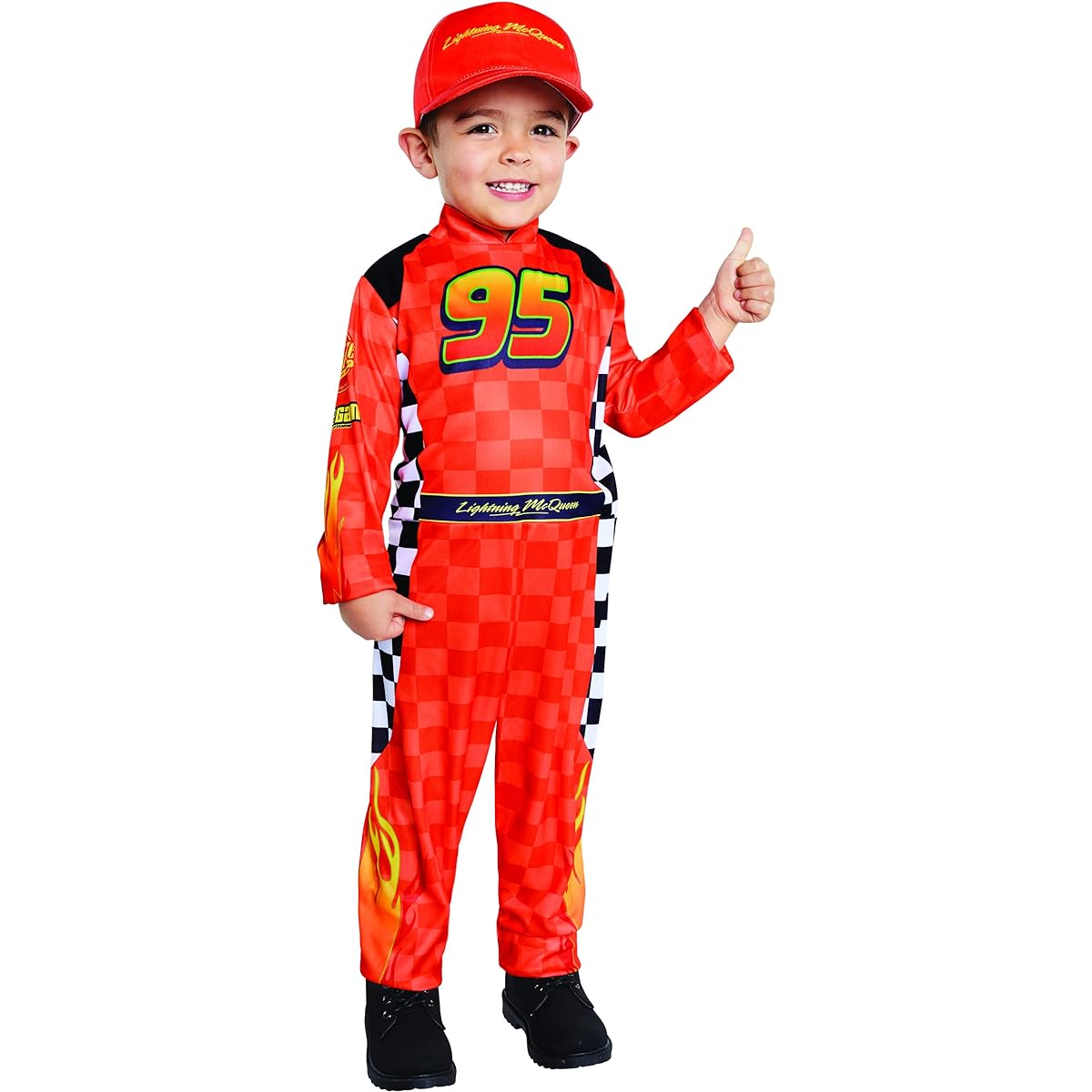 Spirit Halloween Toddler Car Lightning McQueen Pit Crew Costume - 5-6 Years