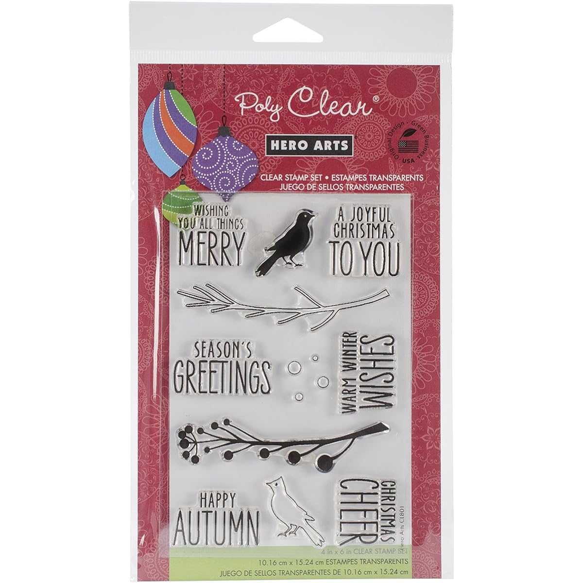 Hero Arts Clear Stamps 4"X6" Sheet-Bird & Branch Christmas (parallel input product)