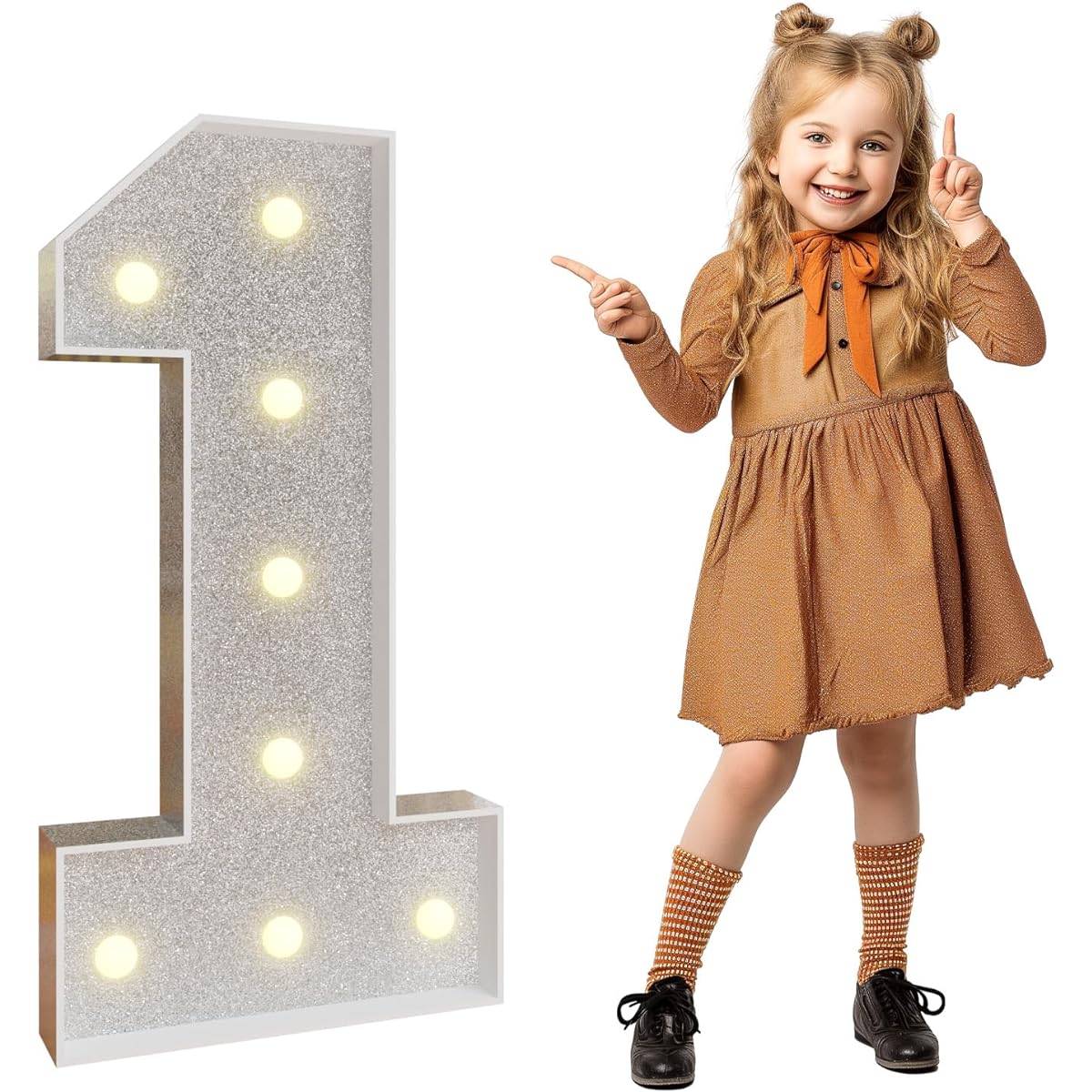 imprsv Silver Marquee Light Up Number 1 3ft Block Number