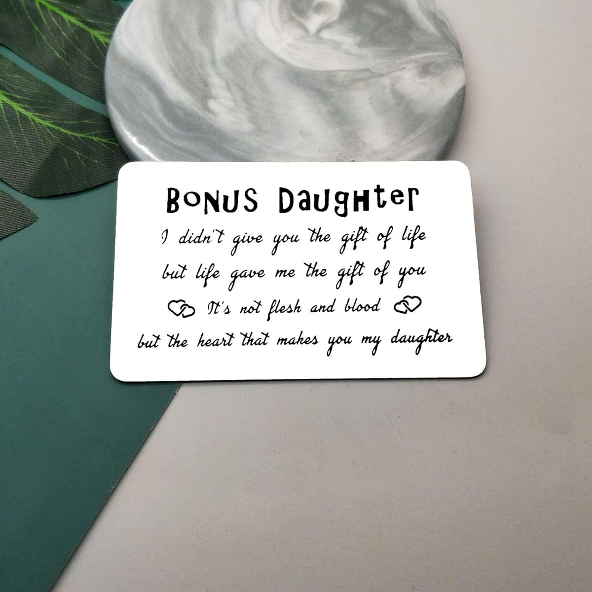 Bonus Daughter Gift Engraved Wallet Insert Card Daughter Gift from Mother Adoption Gift Daughter-in-Law Jewelry Metal Wallet Insert Card Birthday Wedding Gift Bonus Daughter Jewelry