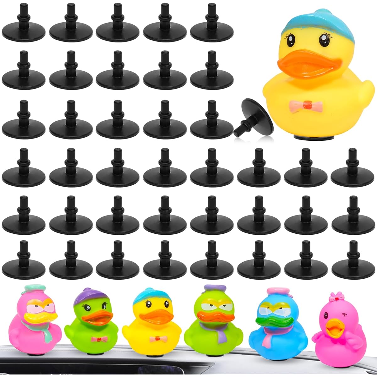 Rubber Duck Plug Holders 40 Pack Rubber Duck Display Mounts Black (Rubber Ducks Not Included)