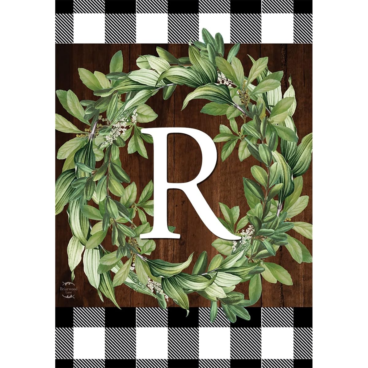 Briarwood Lane Wreath Monogram R Garden Flag Everyday 12.5" x 18"