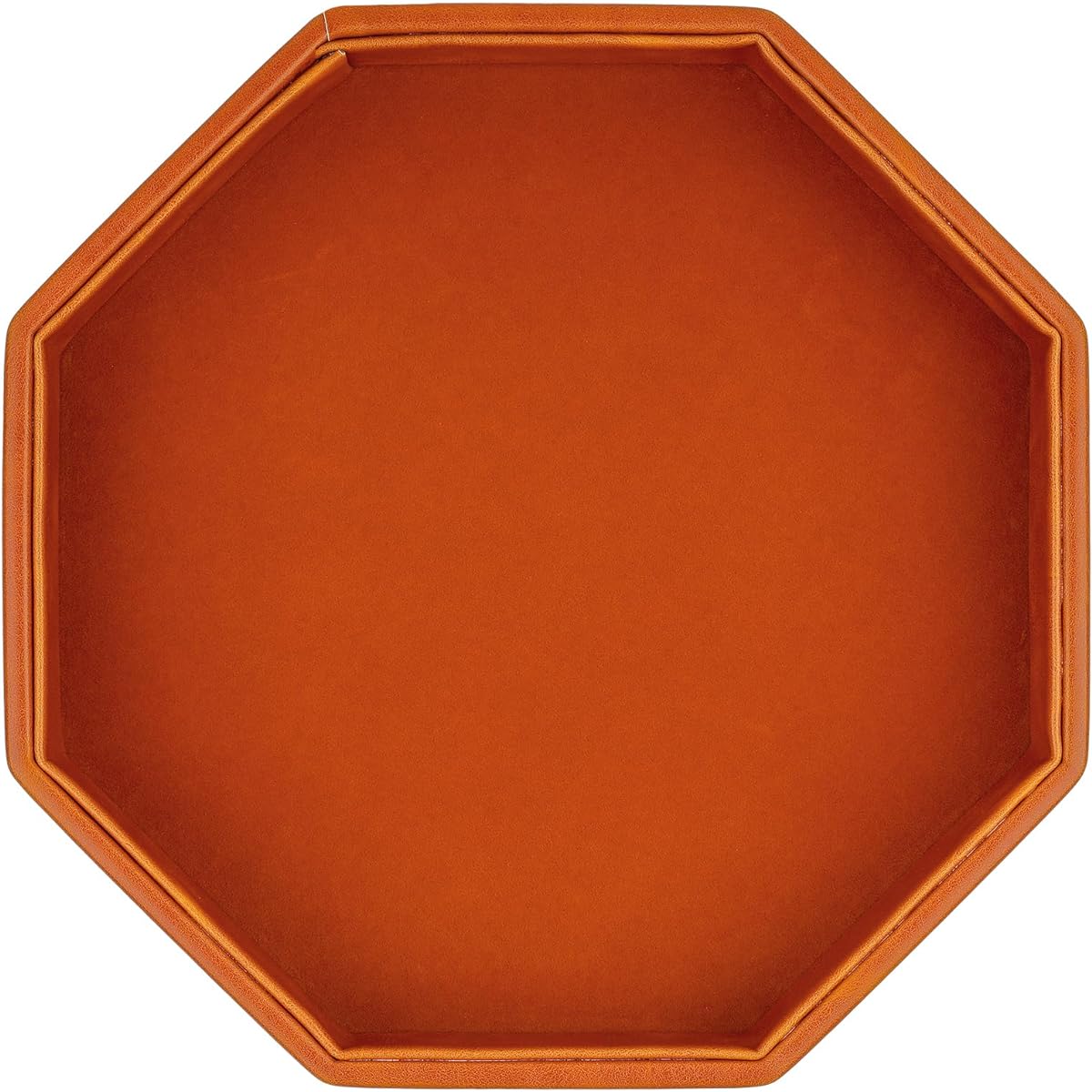 RERIVER Dice Rolling Tray Felt Lined PU Leather Octagonal Dice Tray for Dungeon Crawler Games - Brown