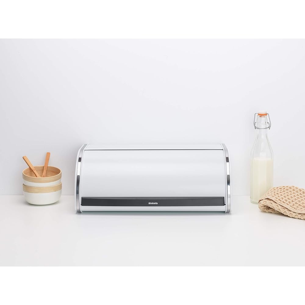 Brabantia Bread Bin Roll Top Storage for Bread, Condiments, Snacks Made in Belgium Off-White 306020 L