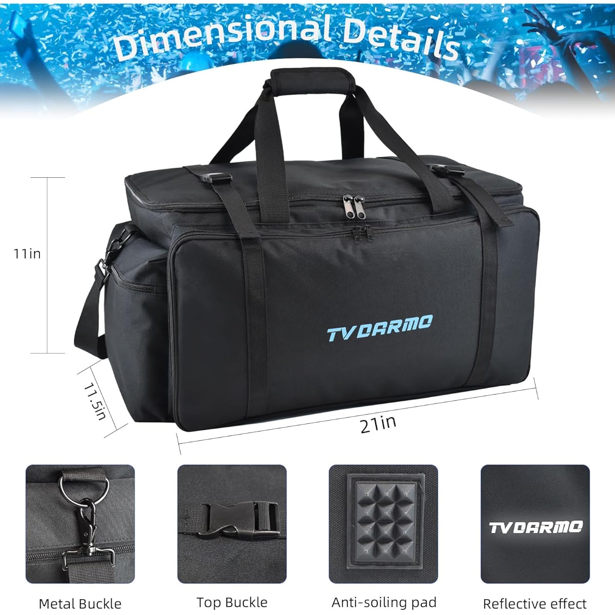 TVDARMO DJ Equipment Cable Bag DJ Gig Bag with Removable Padded Bottom and 8 Dividers Cable File DJ Case Music DJ Accessories Cords for DJ Gear Sound Equipment