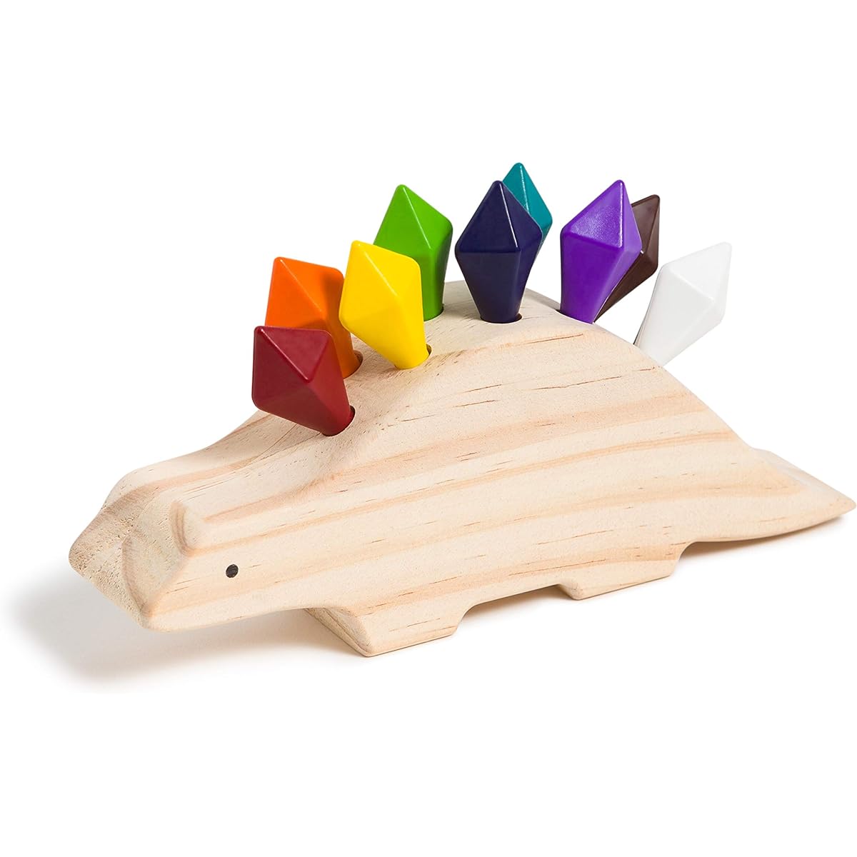 U Brands U Play Crayon-o-Saurus Dinosaur Holder for Kids, Wooden, Includes 10 Crayons