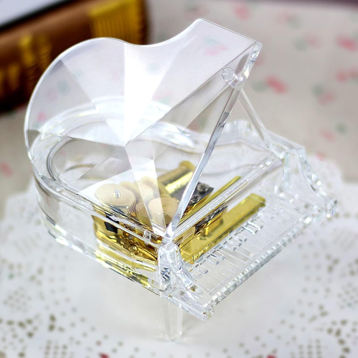 Softalk Mechanical Wind-up Music Box Piano Music Box Transparent Acrylic Elegant Melody Gift for Christmas, Birthday or Valentine's Day (Tune: Fur Elise)