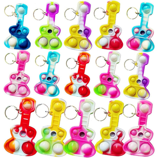 100 Pack Guitar Bulk Music Mini Pop Fidget Toys, Autism Special Needs Squeeze Sensory Party Favors, Gifts for Kids Adults, Classroom, Students, Bubble Prizes